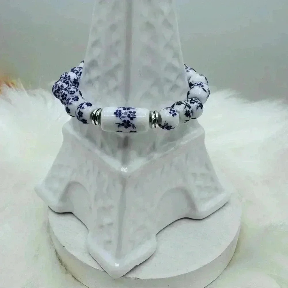 Purple Ceramic Chinese Style Beaded Bracelets for small wrist sizes